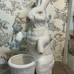 White Ceramic Rabbit Planter